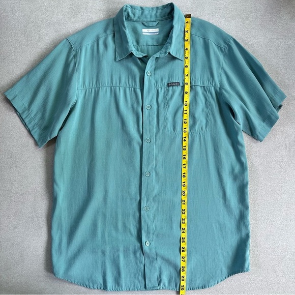 Columbia Men’s Modal Button Down Short Sleeve Shirt. Medium. Teal. - Picture 7 of 7